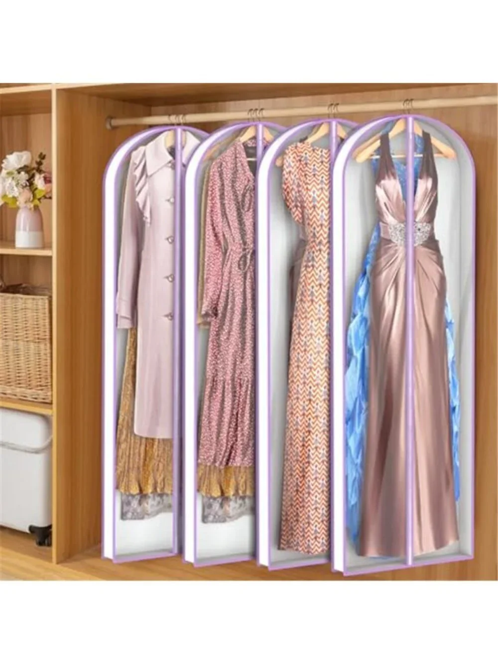 Clear Garment Bags Long Dress Storage Zipper Closet Hanging Clothes Cover